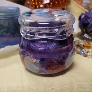 Handcrafted Purple & Clear Resin Zodiac Galaxy Jar with Twist-on Star Lid